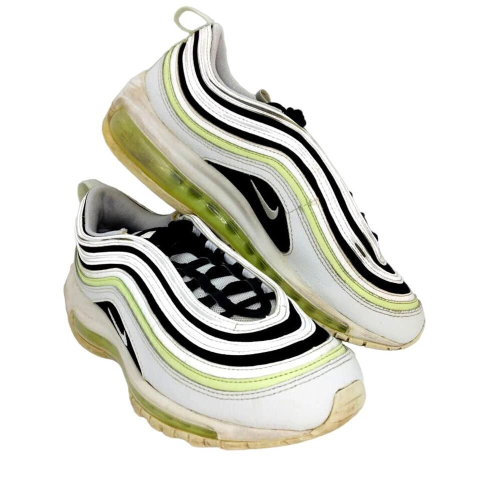 Nike Air Max 97 Volt Womens Pre-owned White w/Blk Accent Running Sneakers- sz. 8
